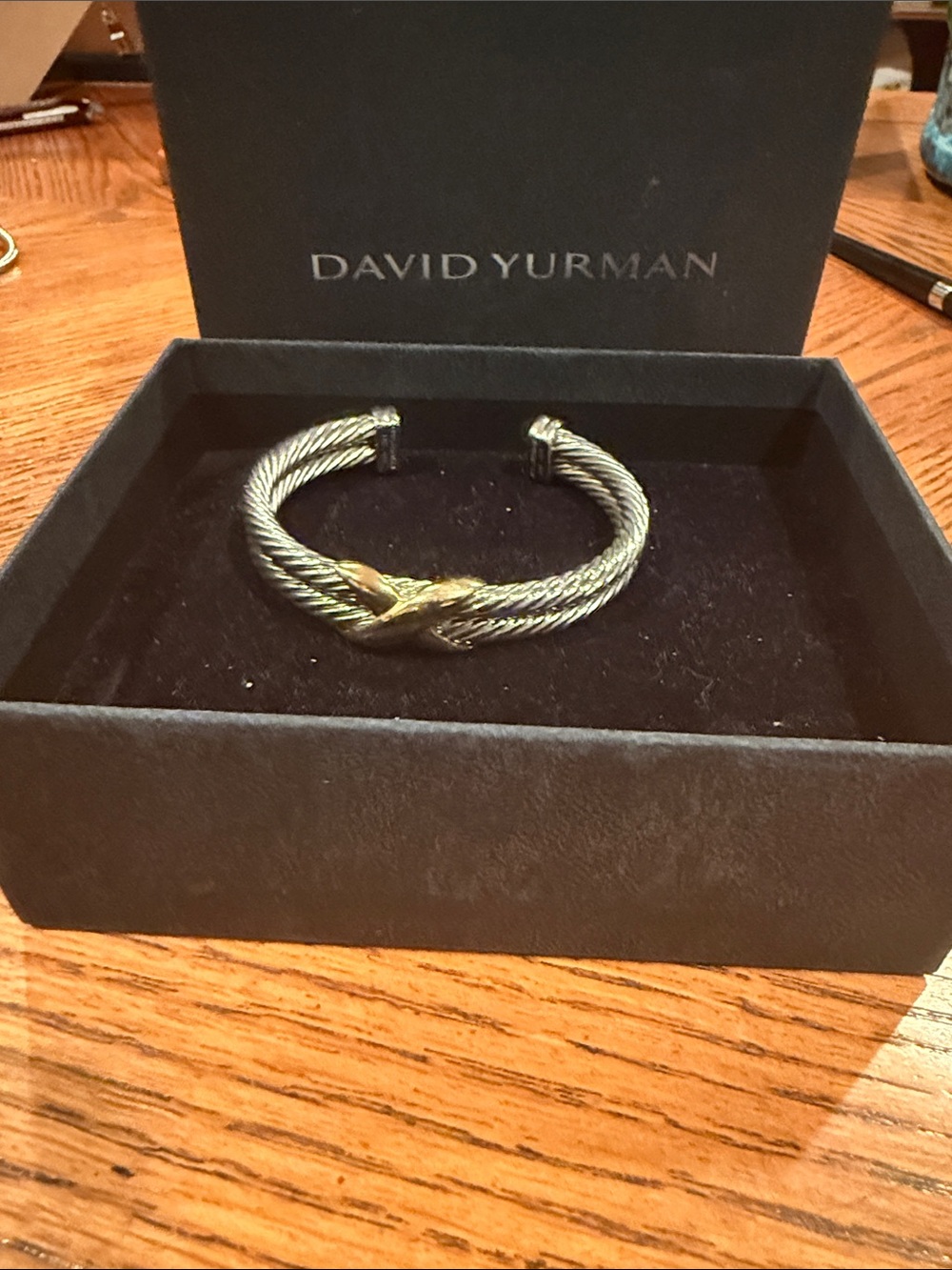 David Yurman Two-Tone Cable Bracelet in Silver & Gold Accent